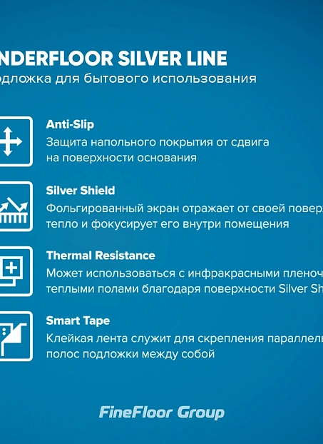 Подложка под напольные покрытия UnderFloor SILVER LINE