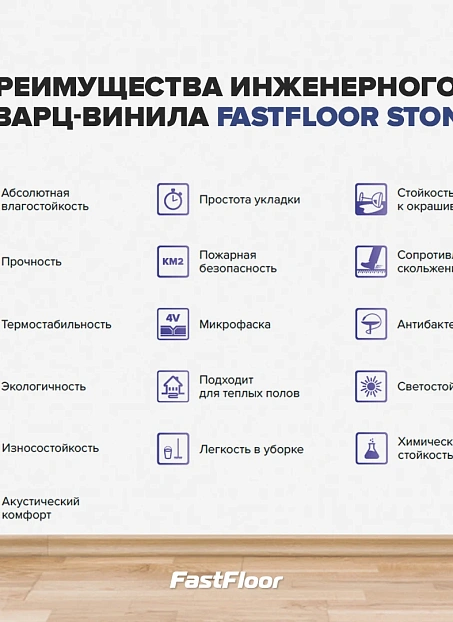 Виниловый ламинат (SPC) Fast Floor STONE  Суган