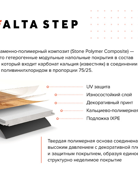 Виниловый ламинат (SPC) Alta Step GUSTO  Дуб Мильфей