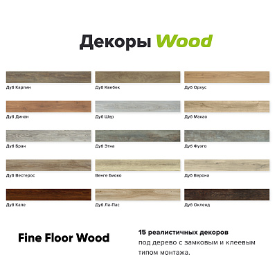 Кварцвиниловая плитка (LVT) Fine Floor FF-WOOD  Дуб Макао