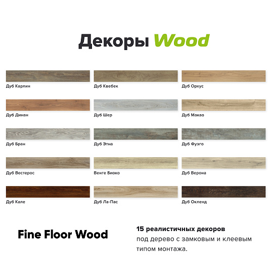 Кварцвиниловая плитка (LVT) Fine Floor FF-WOOD  Дуб Макао