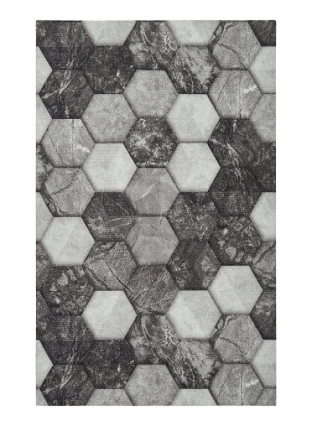 Коврик Icarpet PRINT Соты Мрамор Чёрно-серый 128
