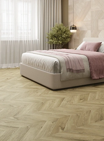 Кварц-винил (LVT) Alpine Floor CHEVRON  Дуб Натуральный Отбеленный