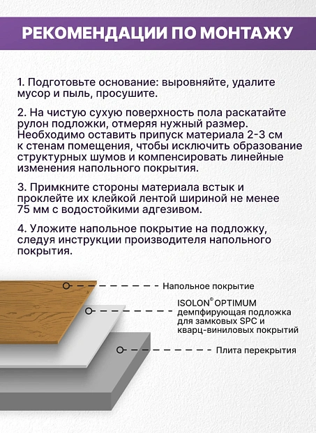 Подложка под напольные покрытия Isolon OPTIMUM