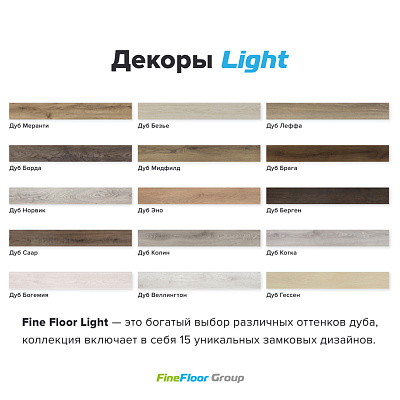 Кварцвиниловая плитка (LVT) Fine Floor FF-LIGHT Дуб Норвик