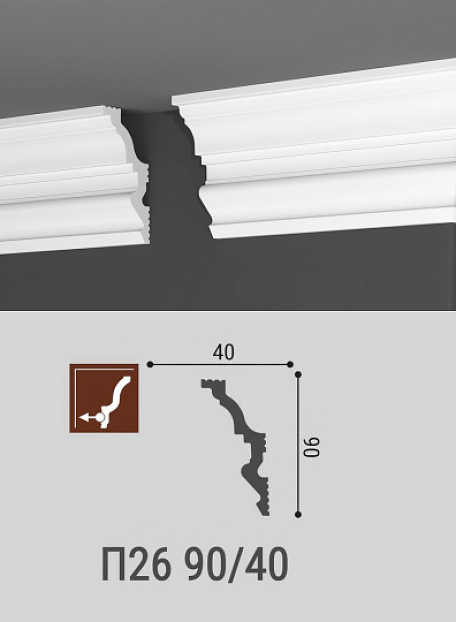 Потолочный плинтус Де-Багет П26-90/40