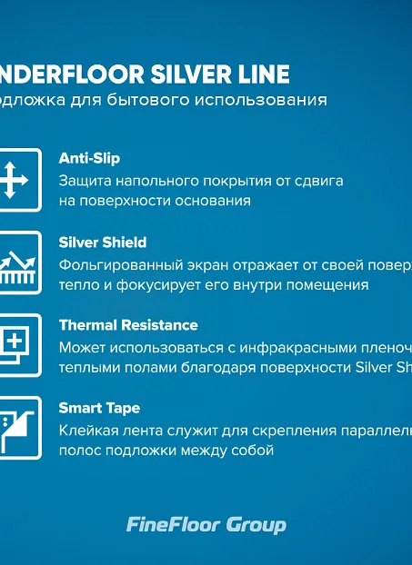 Подложка под напольные покрытия UnderFloor SILVER LINE