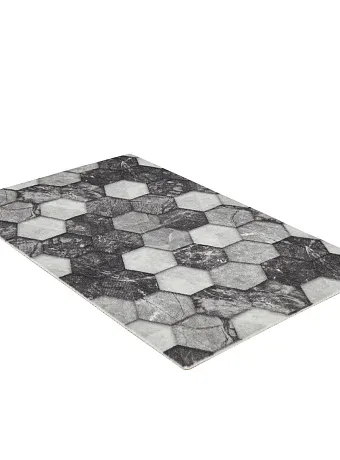 Коврик Icarpet PRINT Соты Мрамор Чёрно-серый 128