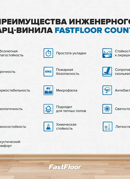 Виниловый ламинат (SPC) Fast Floor COUNTRY  Дуб Кубачи