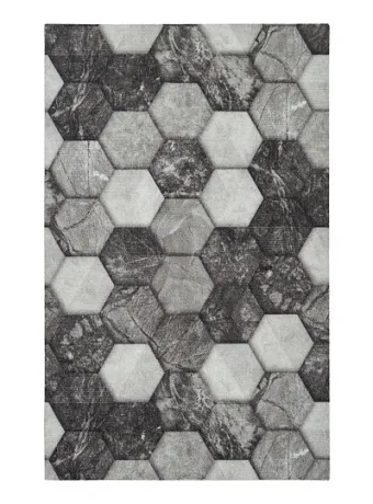 Коврик Icarpet PRINT Соты Мрамор Чёрно-серый 128