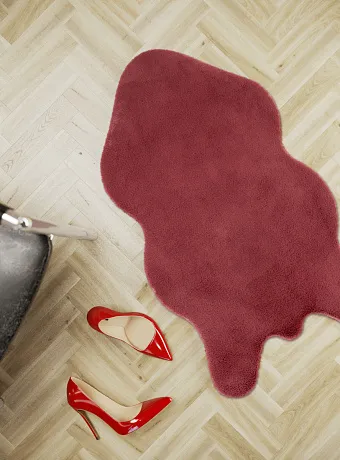 Коврик Shahintex ШКУРА Брусничный 05